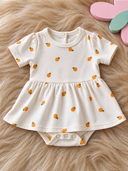 Body Vestido até 3kg Off e Laranjinhas