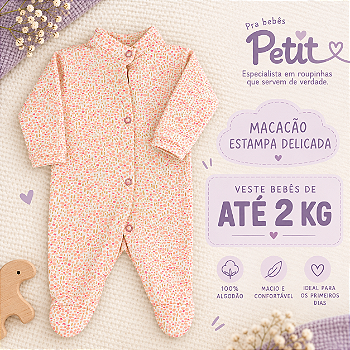 Macacão Botão 2kg- Menina Floral