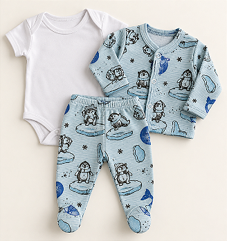 Conjunto 3 peças Menino Azul Antartida