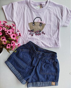 CONJUNTO HAVE FUN AMORA MEIA MALHA/JEANS 30463