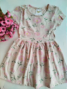 VESTIDO HAVE FUN MANGA CURTA ESTAMPADO BEGE COTTON 30688