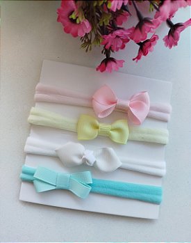 KIT 4 FAIXAS PARA BEBE LACINHOS TAM. P