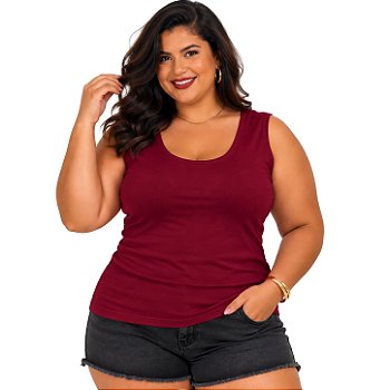Blusa Regata Básica Plus Size Visco Lycra Alça Larga Toque Macio 2005.1A