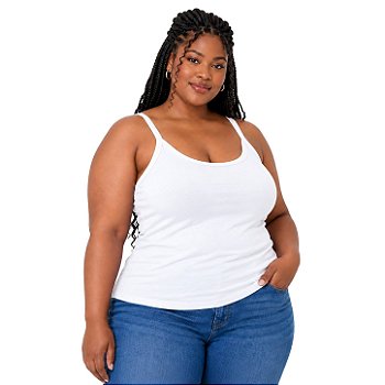 Blusa Regata Plus Size Visco Lycra com Alça Fina Toque Macio e Leve 3026A