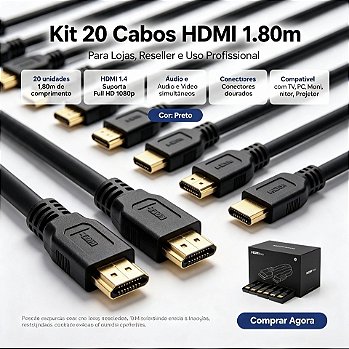 KIT 20 UNID CABOS HDMI 1.80M
