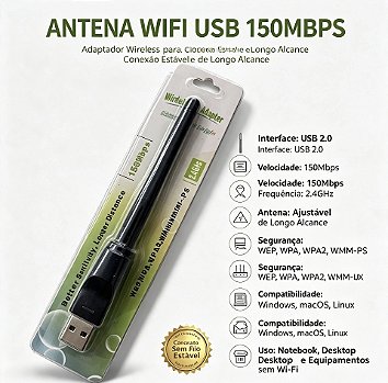 ANTENA WIFI USB 150MBPS / 2.4GHZ