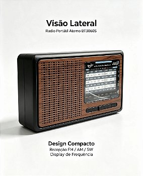 RADIO RETRO AM/FM/USB/AUX/SOLAR REF BT3060S