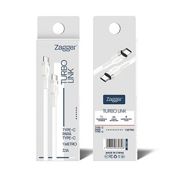 Cabo Zagger Turbo Link - Type-C para Type-C 1 Metro