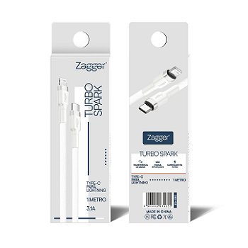 Cabo Zagger Turbo Spark- Type-C para Lightning 1 Metro