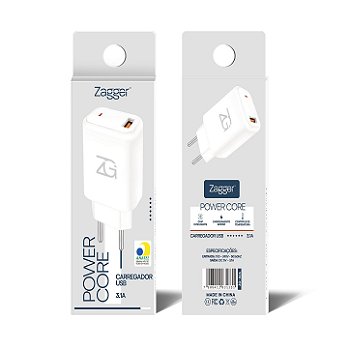 Carregador Power Core Usual - Entrada USB 3.1A