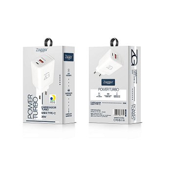 Carregador Power Turbo - Entrada USB e Type-C 20w