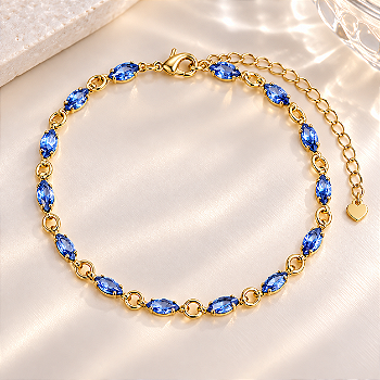 Pulseira Pedra Navete Deitada Azul 16cm + Extensor