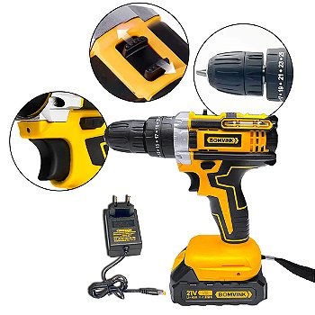 Parafusadeira Furadeira 21V Bomvink 28Nm com Bateria