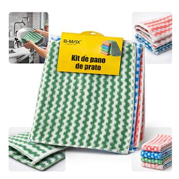 Kit com 4 Panos de Limpeza em Microfibra 23x23 cm B-MAX