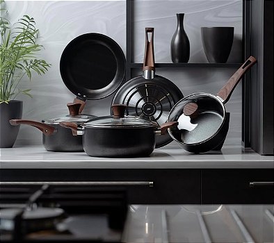 Conjunto Cerâmic-flon 5 Peças Preto