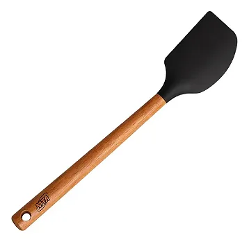 Espátula de Silicone Multiuso Cabo De Madeira Cor Preta MTA