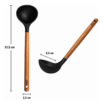 Concha de Silicone Preto Com Cabo de Madeira MTA