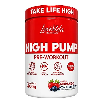 Pré Treino High Pump Levevida 400g sabor Morango Com Blueberry