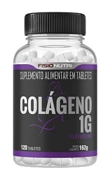 Colágeno Hidrolisado 1g FisioNutri em Tabletes - Pote com 60