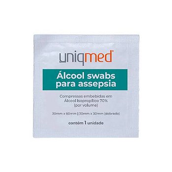 Lenços Álcool Swab 70% Uniqmed 10 Unidades