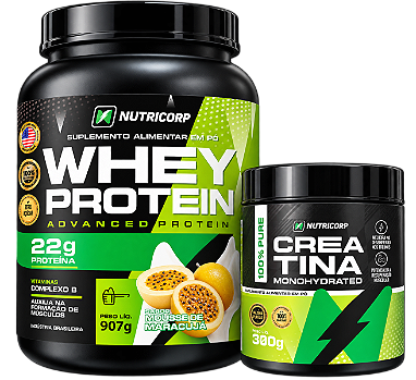 Kit Nutricorp Whey 900g e Creatina Pura 300g