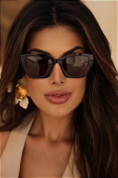 Óculos de Sol Premium Polarizado Mafê - Preto - Acetato