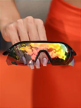 Óculos de Sol Esportivo Máscara Prime - Preto/Vermelho fotocromático (muda de cor para preto e vermelho) - Injetado