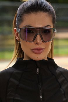 Óculos de Sol Esportivo Máscara Vortex - Verde Roxo Fotocromático Cinza Translúcido - Injetado