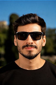 Óculos de Sol Retangular Polarizado Premium Espanha - Preto - Acetato