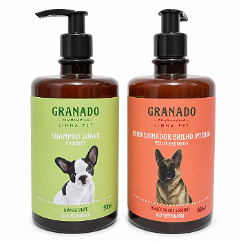 Kit Granado Pet Shampoo Filhote e Condicionador Pelos Escuro