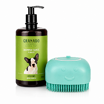 Kit Shampoo Granado Filhote 500ml + Escova Banho Pet