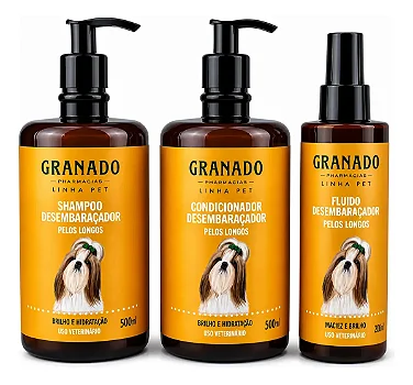 Kit Granado Pet Desembaraçador Pelos Longos 3 Produtos