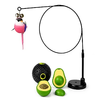 Kit 4 Brinquedos para Gatos Catnip Varinha Ventosa e Bola Petisqueira