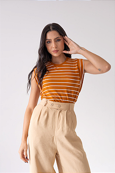 Muscle Tee Risca De Giz Amarelo Saffron