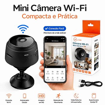 Mini Câmera A9 WiFi HD 1080P com Visão Noturna para Segurança e Vigilância