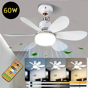 Ventilador de Teto Silencioso 60W LED 2em1