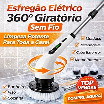 Esfregão Elétrico Versátil De Limpeza 360° Giratório