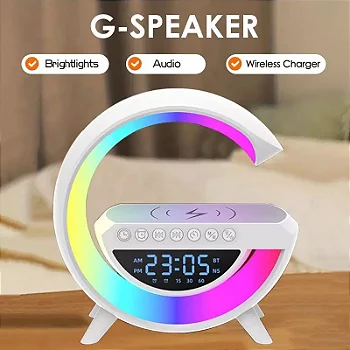 Luminaria G-Speaker Multifuncional Smart Station Led Caixa De Som Relógio - Branco