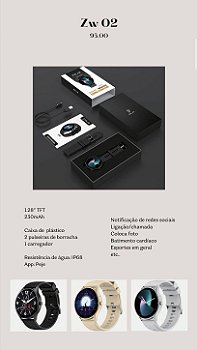 Smartwatch PEJE ZW02 Relógio Inteligente Bluetooth Tela 1.28 Chamadas Esportivo Android iOS