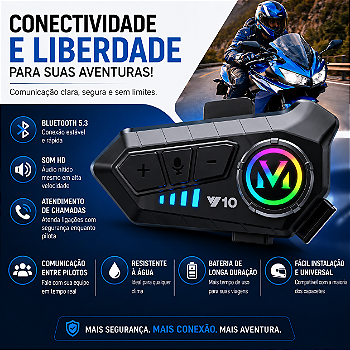 Fone de Ouvido Bluetooth para Capacete RGB com Microfone Hea