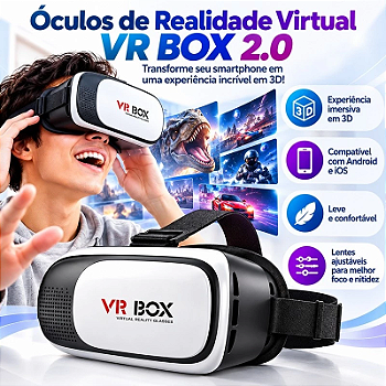 Óculos Vr Box 2.0 Realidade Virtual + Controle Cardboard 3d