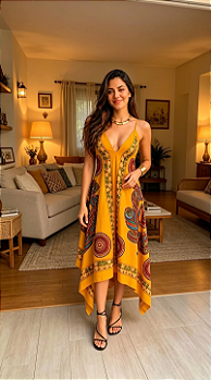 Vestido em viscose pontas
