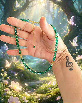 Colar (choker) cristal áurea lascas Verde
