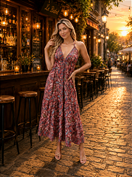Vestido em seda frente única