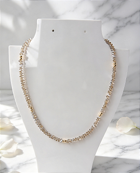 Colar (choker) cristal áurea lascas Fumê