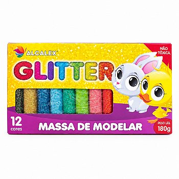 Massa de Modelar Glitter 12 Cores