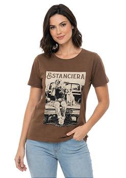T-Shirt Regular Feminina Estanciero Picape E Cão