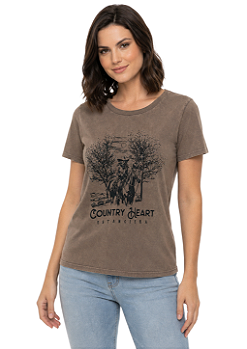 T-Shirt Baby Look Feminina Estanciero Country Heart