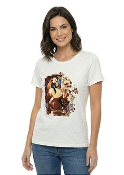 T-Shirt Baby Look Feminina Estanciero Cavalo Dourado