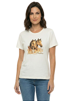 Shirt Feminina Estanciera Cavalo Floral